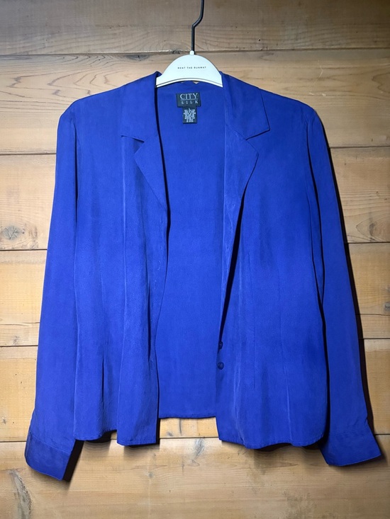 City Silk Tops - City Silk Blue Button-Down Shirt- Size Large